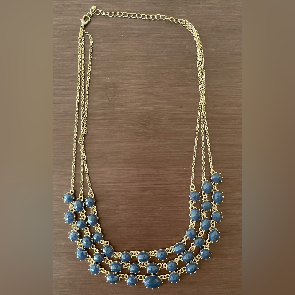 Blue and gold multi strand necklace